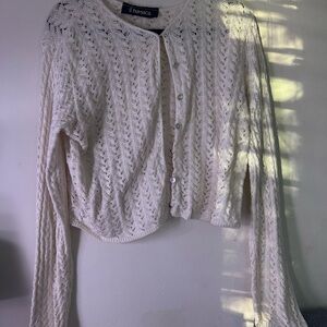 Crochet Cream Cardigan Sweater